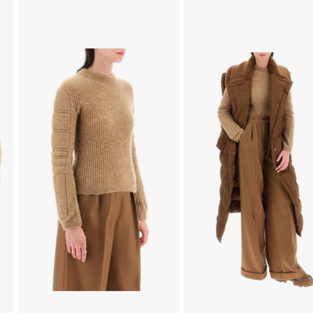 MAX MARA MOHAIR CAMEL CREW NECK SCULPTED SLEEVE SWEATER S